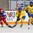ST. CATHARINES, CANADA - JANUARY 15: Russia's Elena Vodopyanova #23 and Sweden's Sofie Lundin #17 chase down a loose puck while Solveig Neunzer #27 looks on during bronze medal game action at the 2016 IIHF Ice Hockey U18 Women's World Championship. (Photo by Jana Chytilova/HHOF-IIHF Images)

